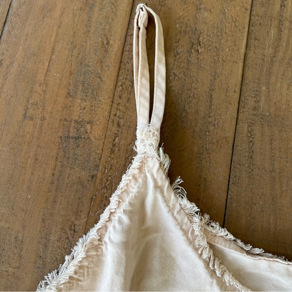 Bella Dahl Frayed Edge Cami Tank Top Linen Sand Tencel Boho Medium - Picture 3 of 8